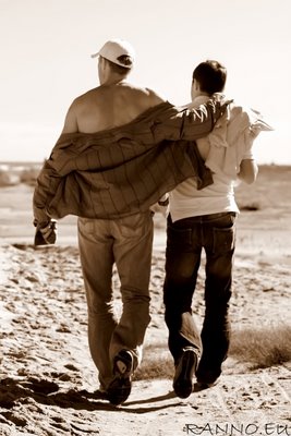 Margus and Lennart going to beach