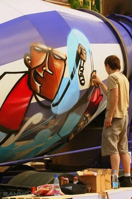 Graffiti on concrete mixer