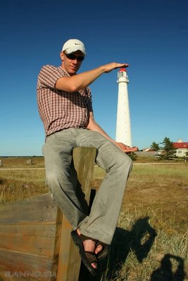 Margus toying with a lighthouse