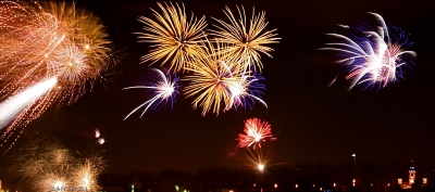 View with fireworks from my window