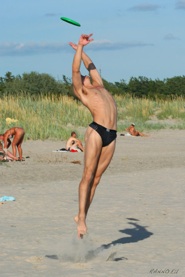 Steven catching frisbee