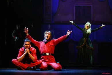 Koit Toome, Lauri Liiv and Tanja Mihhailova in Kiss of the Spiderwoman