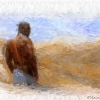 Painted black guy in sand dunes