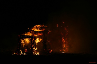 Burning cubes and a fire-ghost