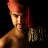 Ali wearing red scarf