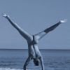 Nude handstand on Pärnu beach